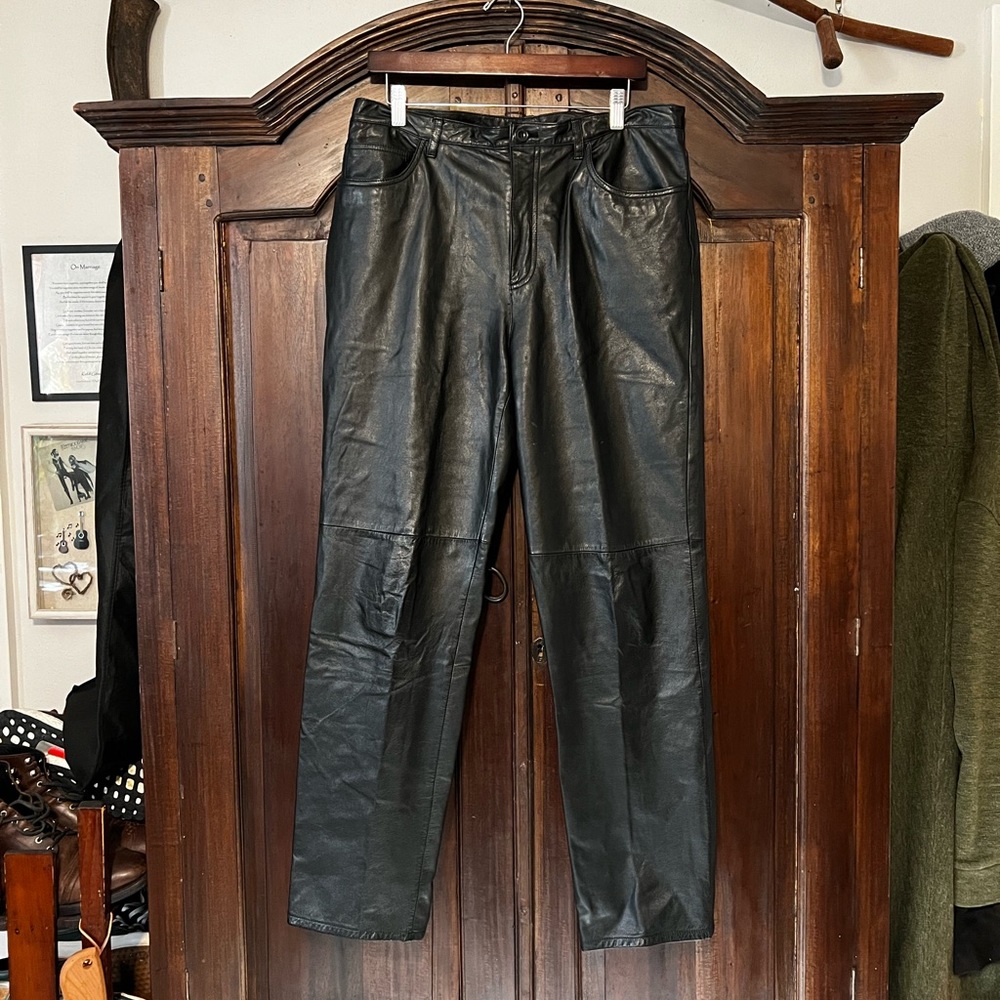 Genuine Black Leather Pants Jones New York Sport